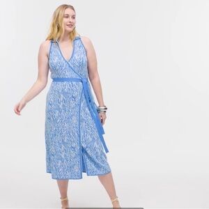 NWT DVF for Target Collared sleeveless Sea Twig Blue Sweaterknit Midi Wrap Dress